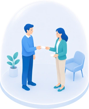 名刺交換だけで終わる交流会のイラスト